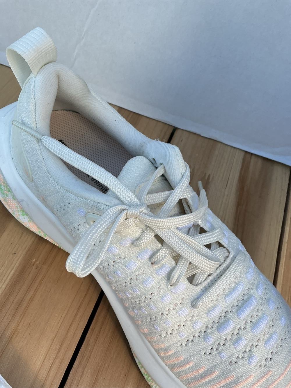 Nike Women's White & Peach Knit Running Sneakers - Picture 2 of 9